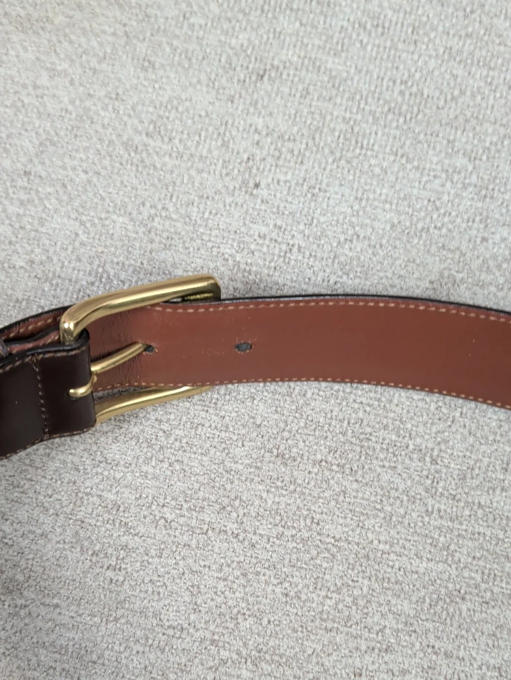 Coach Classic Brown Leather Belt with Gold Buckle 34